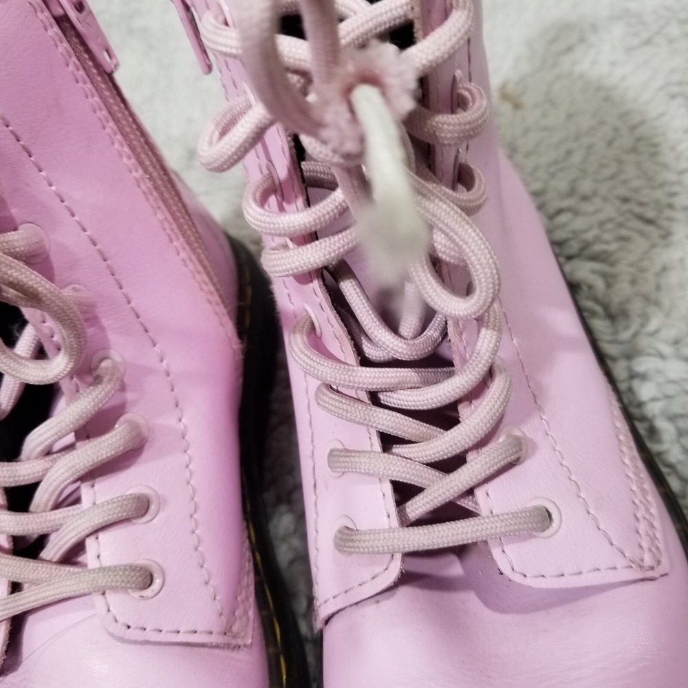 Doc Martens Kids Zavala J Combat Boots Size 3 Pastel Pink Lace Up Punk Grunge - Picture 8 of 16